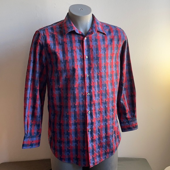 Blue & Red Perry Ellis Dress Shirt XL - Picture 2 of 8